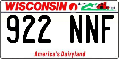 WI license plate 922NNF