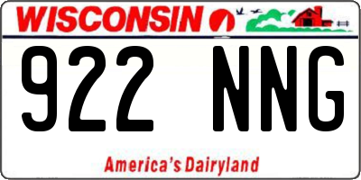 WI license plate 922NNG