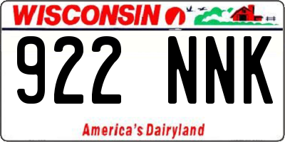 WI license plate 922NNK