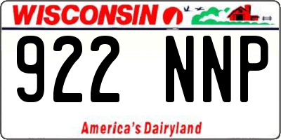 WI license plate 922NNP