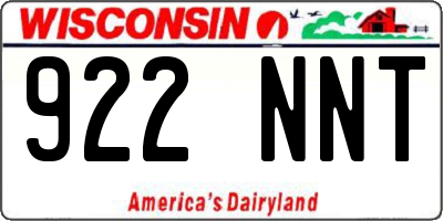 WI license plate 922NNT