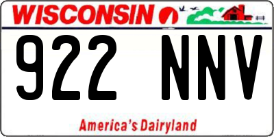 WI license plate 922NNV