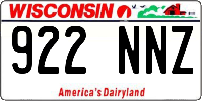 WI license plate 922NNZ