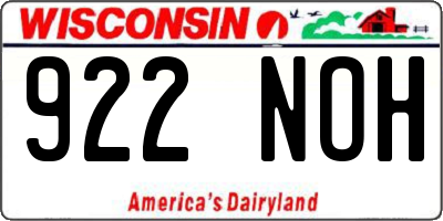 WI license plate 922NOH
