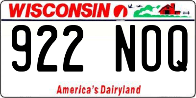 WI license plate 922NOQ