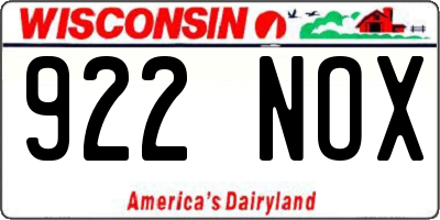 WI license plate 922NOX