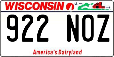 WI license plate 922NOZ