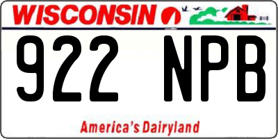 WI license plate 922NPB