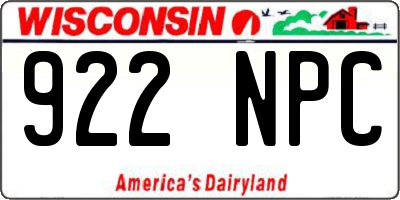WI license plate 922NPC