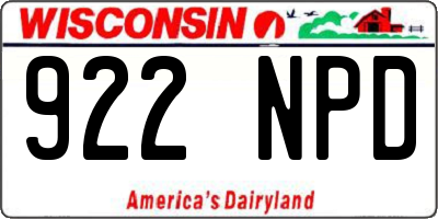 WI license plate 922NPD