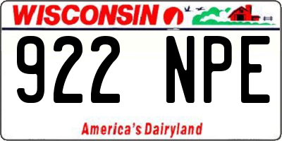 WI license plate 922NPE