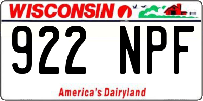 WI license plate 922NPF