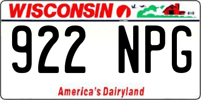 WI license plate 922NPG