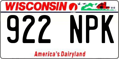 WI license plate 922NPK