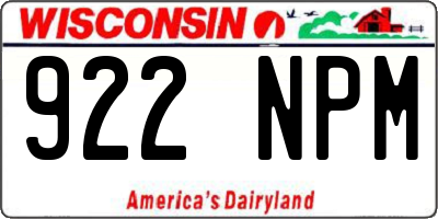 WI license plate 922NPM