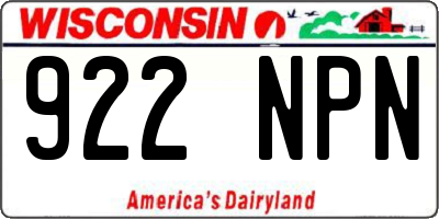 WI license plate 922NPN