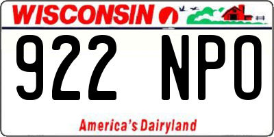 WI license plate 922NPO