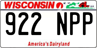 WI license plate 922NPP