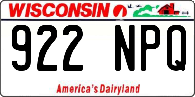 WI license plate 922NPQ