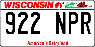 WI license plate 922NPR