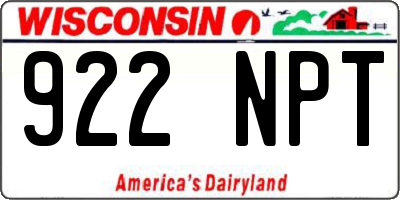 WI license plate 922NPT
