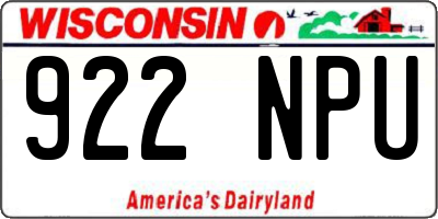 WI license plate 922NPU