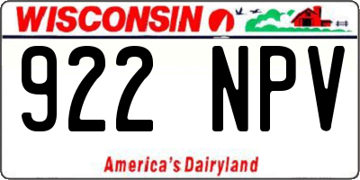 WI license plate 922NPV