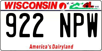 WI license plate 922NPW