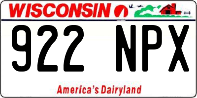 WI license plate 922NPX