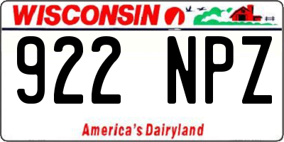 WI license plate 922NPZ