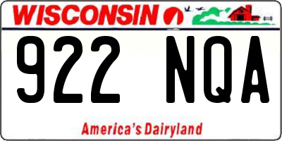 WI license plate 922NQA