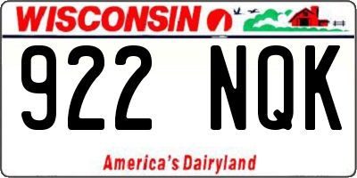 WI license plate 922NQK