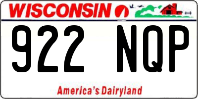 WI license plate 922NQP