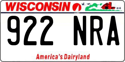 WI license plate 922NRA