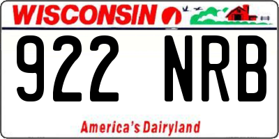 WI license plate 922NRB