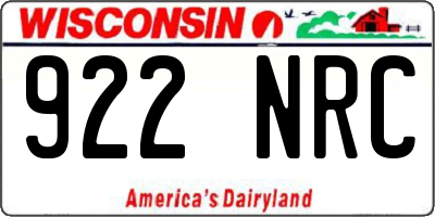 WI license plate 922NRC