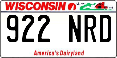 WI license plate 922NRD