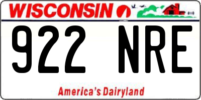 WI license plate 922NRE