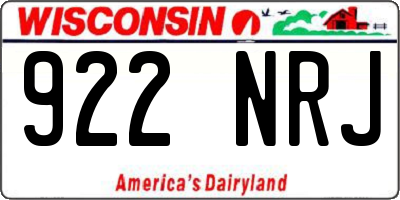 WI license plate 922NRJ