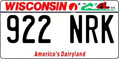 WI license plate 922NRK