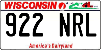 WI license plate 922NRL