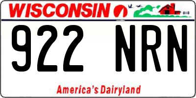 WI license plate 922NRN
