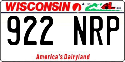 WI license plate 922NRP
