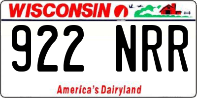 WI license plate 922NRR