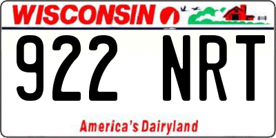 WI license plate 922NRT