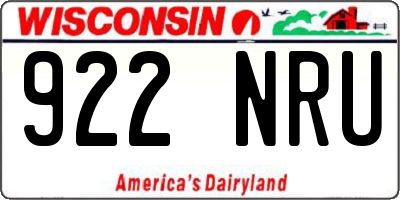 WI license plate 922NRU