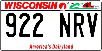 WI license plate 922NRV