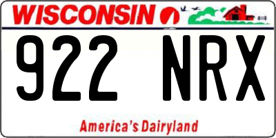 WI license plate 922NRX