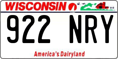 WI license plate 922NRY