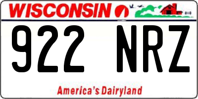 WI license plate 922NRZ